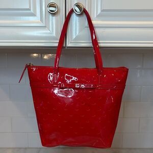Kate Spade Bag Purse Handbag Leather Red Embossed Patent Tote Bag pocketbook